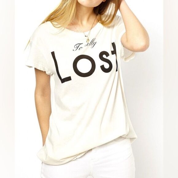 WILDFOX Early 2010s OG Wildfox Era Totally Lost Distressed Tee - Picture 1 of 11